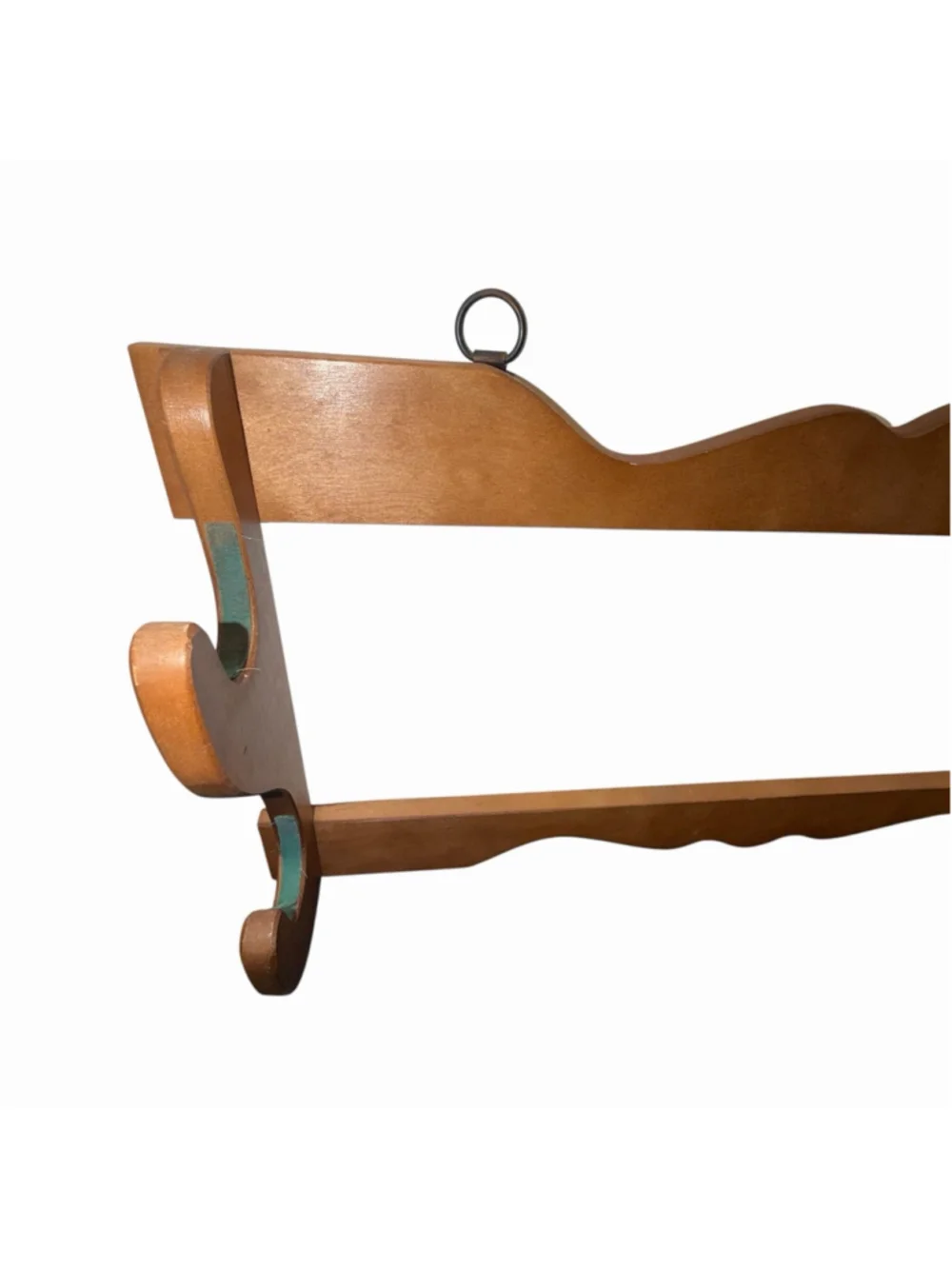 Vintage Dual Wall Hanging Display Rack w/Green Felt Multi Purpose Coat Rack